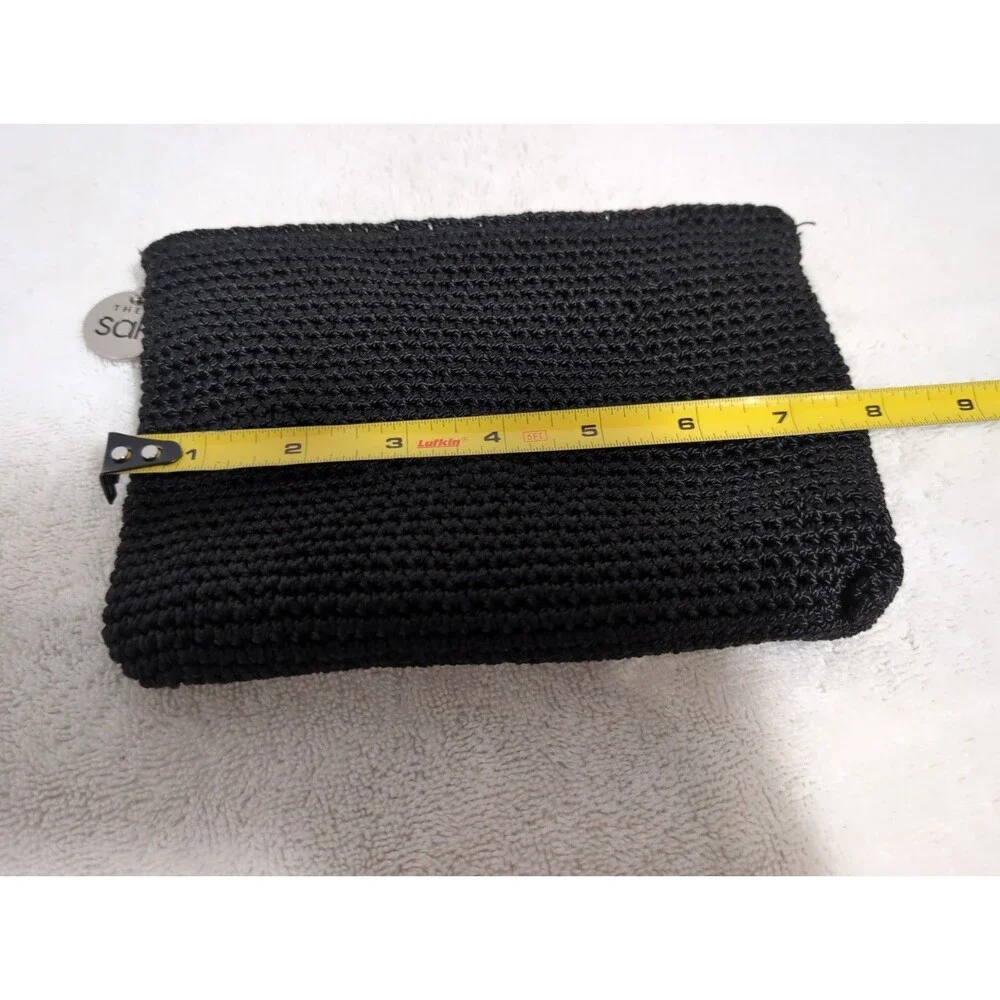 THE SAK MINI PURSE/CLUTCH WITH ZIPPER CLOSURE INSIDE POCKET AND CHARM BLACK EUC